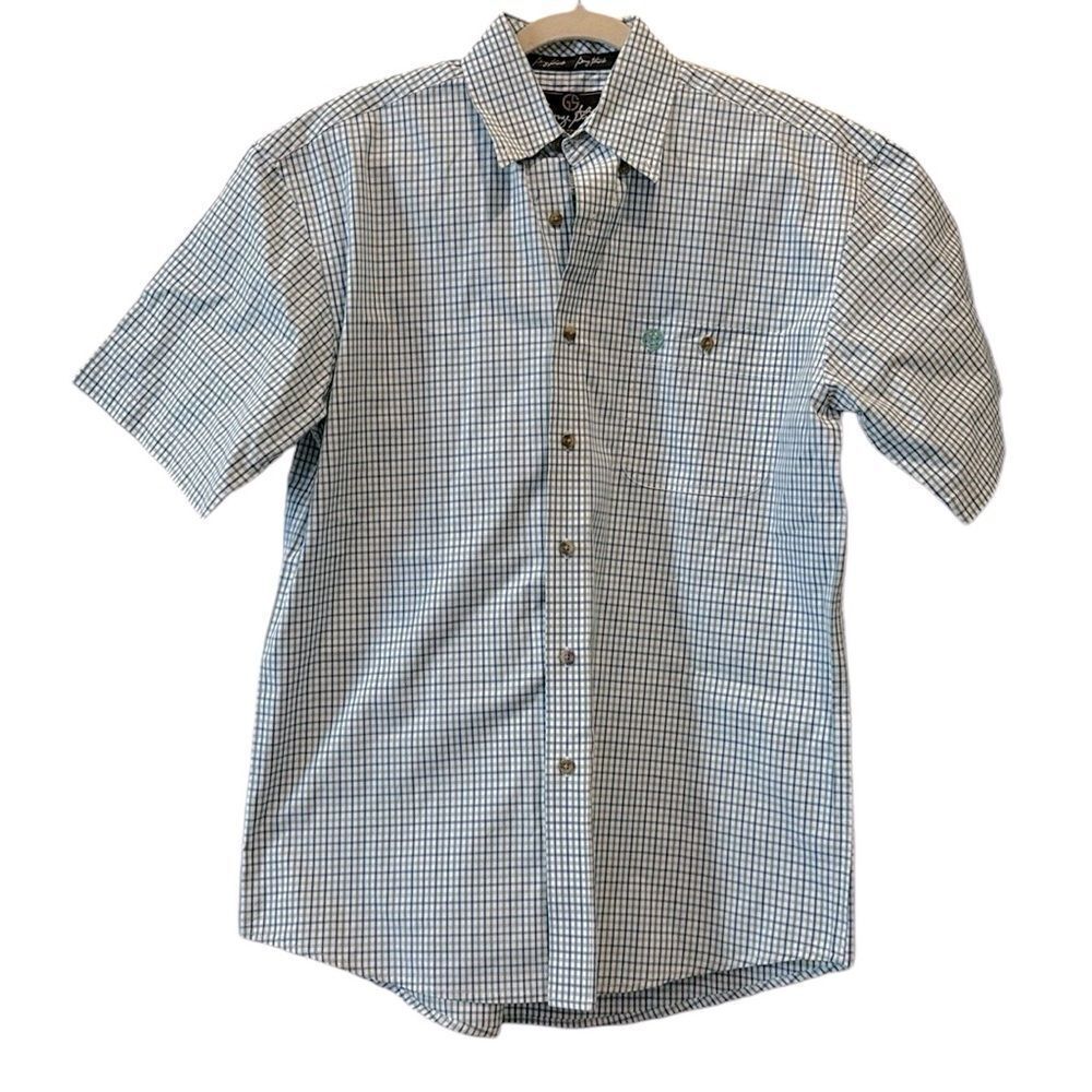 Wrangler GEORGE STRAIT SHORT SLEEVE 2 POCKET BUTTON DOWN SHIRT BLUE PLAID Medium
